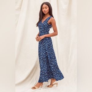 Lulus: Wildly Romantic Teal Blue Leopard Print Maxi Wrap Dress - Small